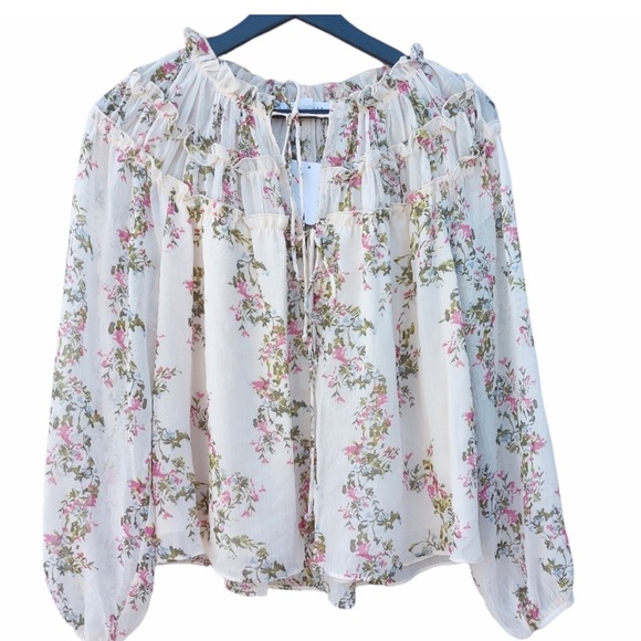 Socialite Boho Floral Peasant Blouse - Picture 1 of 5